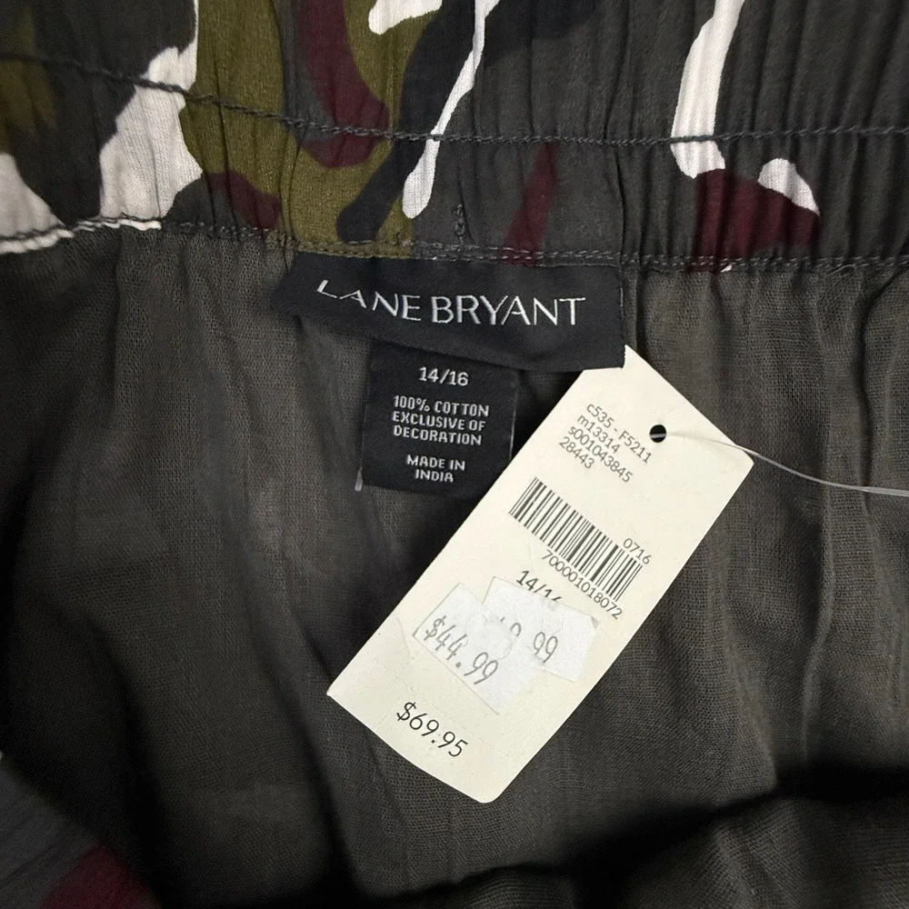 Lane Bryant Skirt Womens 14/16 Green Camo Tiered Ruffle Metallic Trim Cotton NWT - Picture 5 of 9